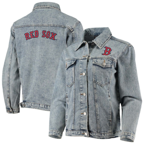 Unbranded Womens The Wild Collective Boston Red Sox Team Patch Denim Button-Up Jacket