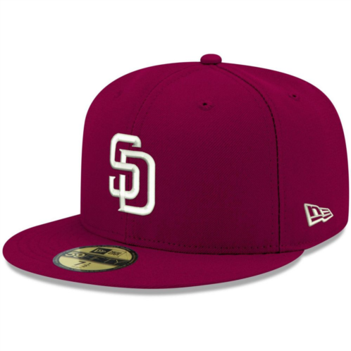 Mens New Era Cardinal San Diego Padres White Logo 59FIFTY Fitted Hat