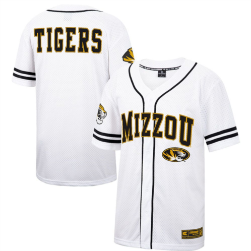 Mens Colosseum White Missouri Tigers Free Spirited Mesh Button-Up Baseball Jersey