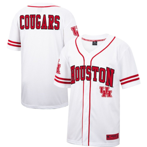 Mens Colosseum White Houston Cougars Free Spirited Mesh Button-Up Baseball Jersey