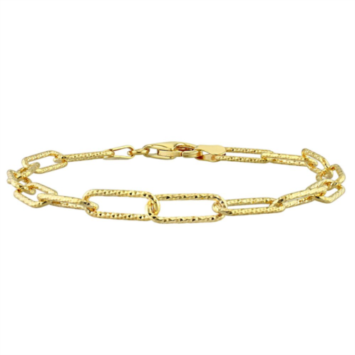 Stella Grace 18k Gold Over Silver 5 mm Fancy Cut Paper Clip Link Chain Bracelet