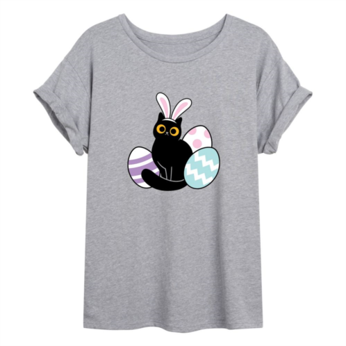 Licensed Character Juniors Cat With Easter Eggs Flowy Tee