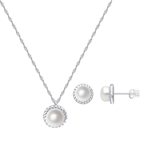 Eco Silver Luxe Sterling Silver Freshwater Cultured Pearl Pendant & Earring Set