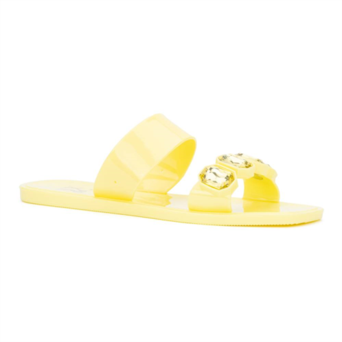 New York & Company Chantelle Womens Gem Jelly Slide Sandals