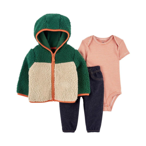 Baby Carters 3-Piece Sherpa Jacket, Bodysuit and Pant Set