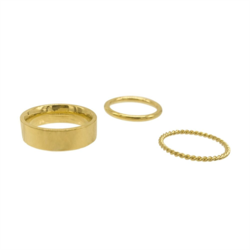 Adornia Adorina 14k Gold Plated Stainless Steel Stacking Band Trio Set