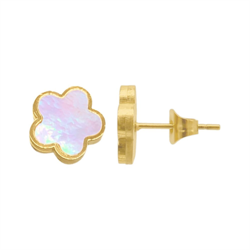 Adornia 14k Gold Plated White Mother-of-Pearl Clover Stud Earrings