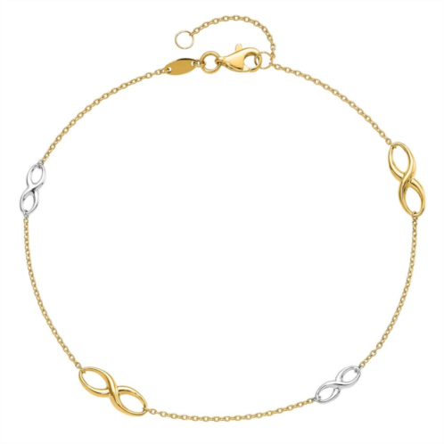 Unbranded 14k Gold Two-Tone Infinity Charms Anklet