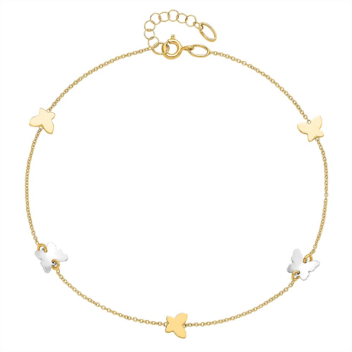 Unbranded 14k Gold Two-Tone Butterfly Anklet