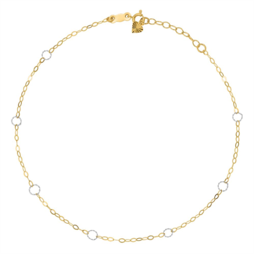 Unbranded 14k Gold Two-Tone Open Circle Link Anklet