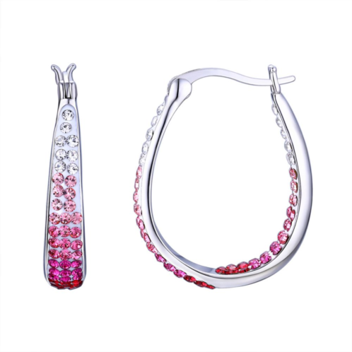 Chrystina Pink Ombre Crystal Inside-Out Oval Hoop Earrings