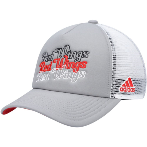 Womens adidas Gray/White Detroit Red Wings Foam Trucker Snapback Hat