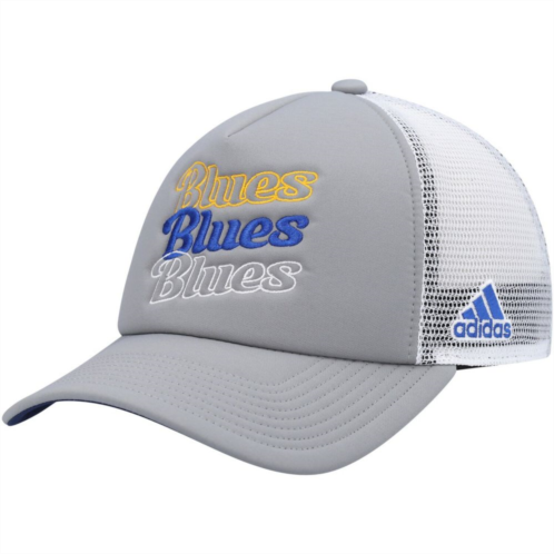 Womens adidas Gray/White St. Louis Blues Foam Trucker Snapback Hat