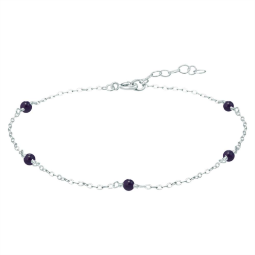 Aleure Precioso Sterling Silver Bead Station Anklet