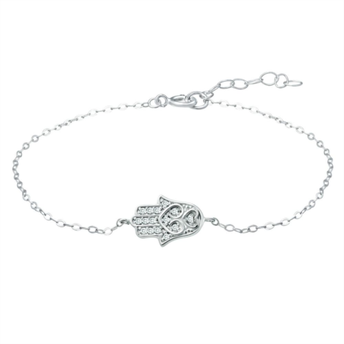 Aleure Precioso Sterling Silver Cubic Zirconia Hamsa Anklet