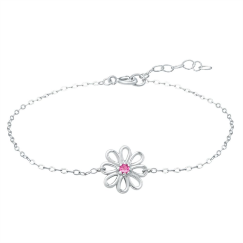 Aleure Precioso Sterling Silver Gemstone Flower Anklet