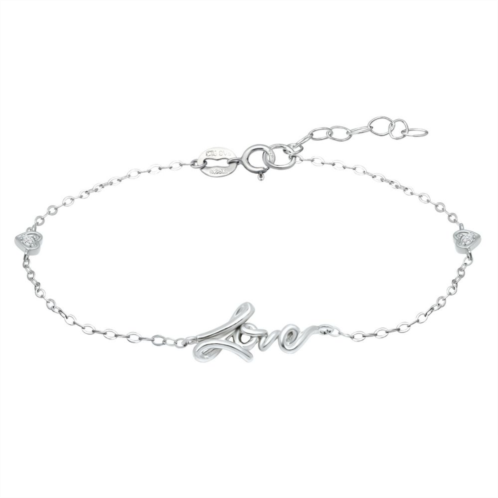 Aleure Precioso Sterling Silver Cubic Zirconia Love Anklet