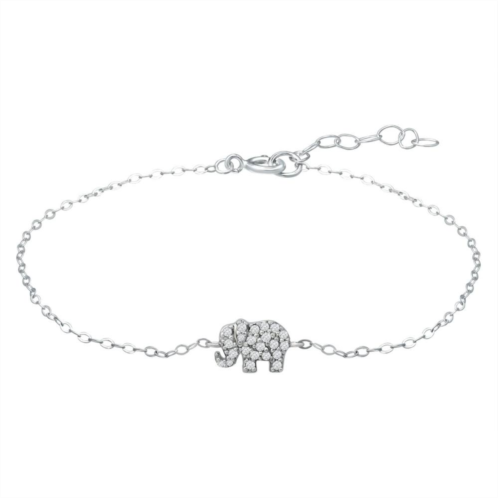 Aleure Precioso Sterling Silver Cubic Zirconia Elephant Anklet