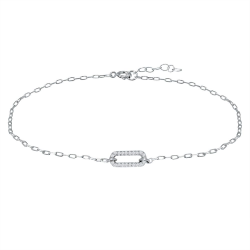 Aleure Precioso Sterling Silver Cubic Zirconia Link Anklet