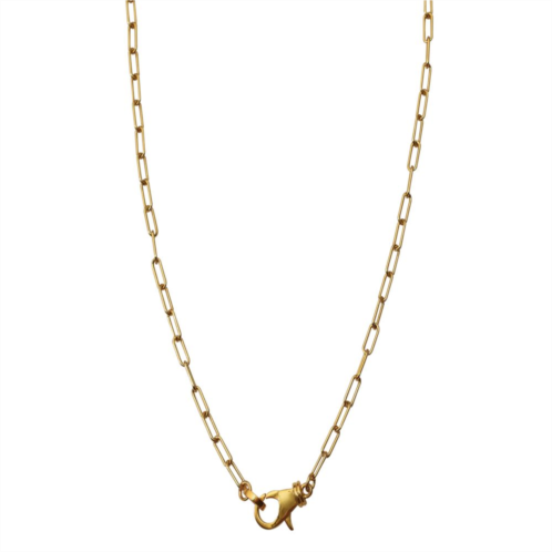 Adornia 14k Gold Plated Lock Paper Clip Chain Necklace