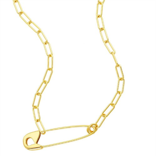 Adornia 14k Gold Plated Safety Pin Paper Clip Necklace