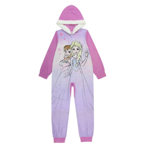 Disney Girls 4-8 Frozen Elsa and Anna One-Piece Pajamas