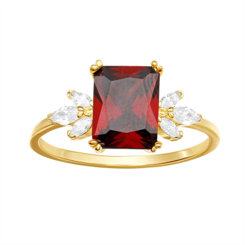 PRIMROSE Sterling Silver Red & White Cubic Zirconia Ring