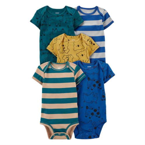 Baby Carters 5-Pack Animal & Stripe Short-Sleeve Bodysuits