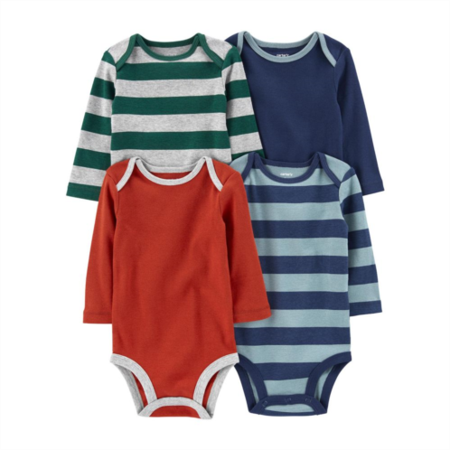 Baby Carters 4-Pack Solid & Stripe Long-Sleeve Bodysuits