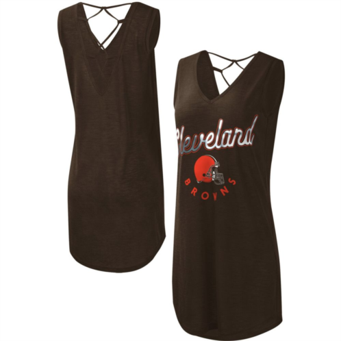Womens G-III 4Her by Carl Banks Brown Cleveland Browns Game Time Swim V-Neck Cover-Up Dress