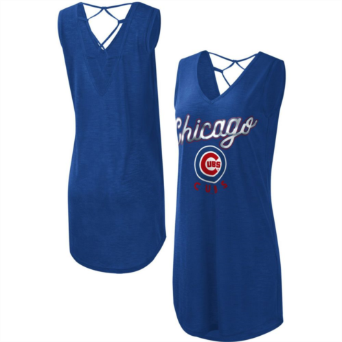 Womens G-III 4Her by Carl Banks Royal Chicago Cubs Game Time Slub Beach V-Neck Cover-Up Dress