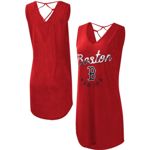 Womens G-III 4Her by Carl Banks Red Boston Red Sox Game Time Slub Beach V-Neck Cover-Up Dress