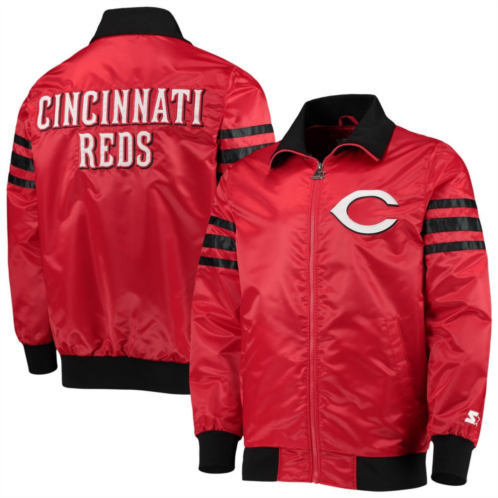 Mens Starter Red Cincinnati Reds The Captain II Full-Zip Varsity Jacket