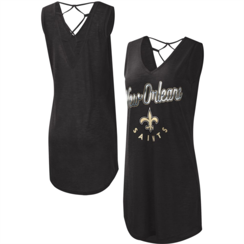 Womens G-III 4Her by Carl Banks Black New Orleans Saints Game Time Swim V-Neck Cover-Up Dress