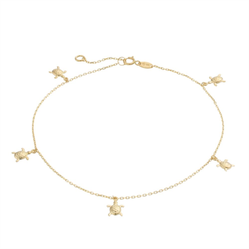 Au Naturale 14k Gold Turtle Charm Anklet