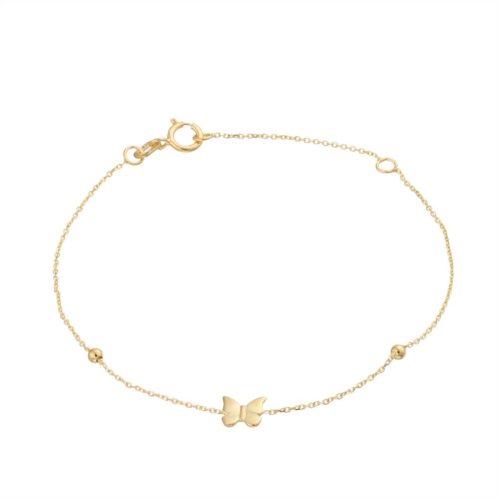 Au Naturale 14k Gold Butterfly Charm Bracelet