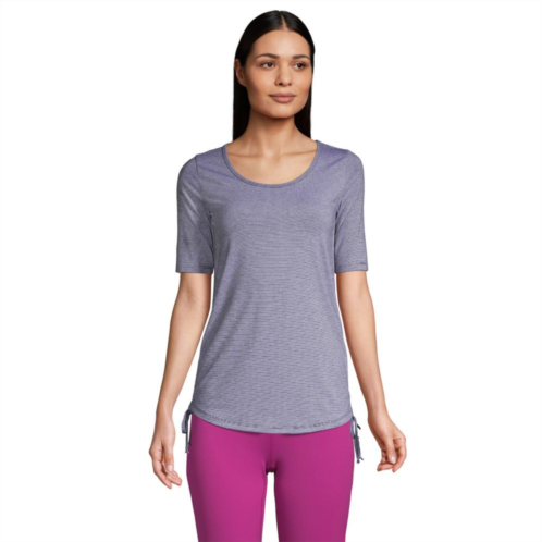 Womens Lands End Power Performance Elbow Sleeve Drawstring Top