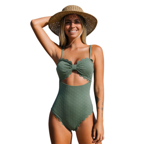 Womens CUPSHE Cutout Scallop Trim One-Piece Swimsuit