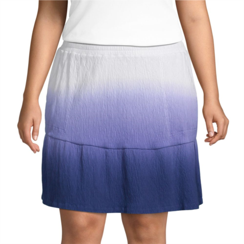 Plus Size Lands End Crinkle Pull-On Tiered Skirt