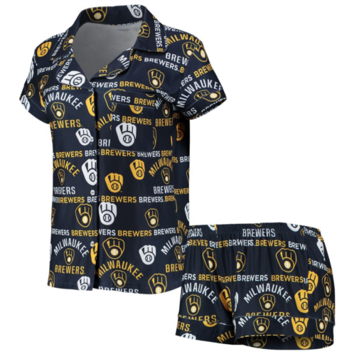 Unbranded Womens Concepts Sport Navy Milwaukee Brewers Flagship Allover Print Top & Shorts Sleep Set