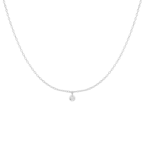 PRIMROSE Sterling Silver Cubic Zirconia Cable Chain Choker Necklace