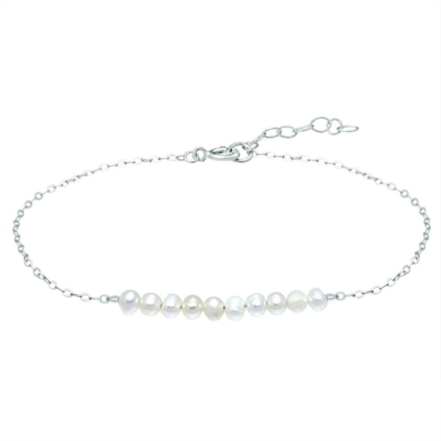 Aleure Precioso Sterling Silver Freshwater Cultured Pearl Beaded Anklet