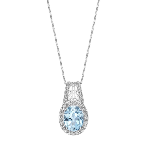 Gemminded Sterling Silver Sky Blue & White Topaz Pendant Necklace