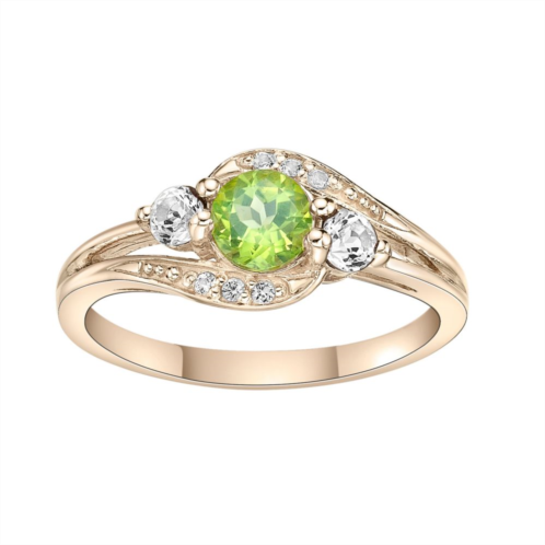Gemminded 14k Gold Over Silver Peridot & White Topaz Ring