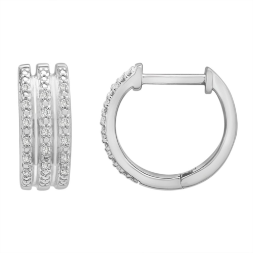 Unbranded Sterling Silver 1/10 Carat T.W. Diamond Hoop Earrings