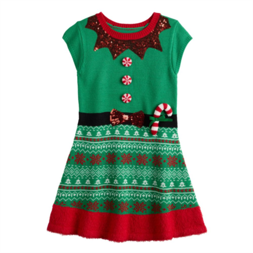 Girl 7-16 Celebrate Together Fit & Flare Christmas Elf Sweater Dress