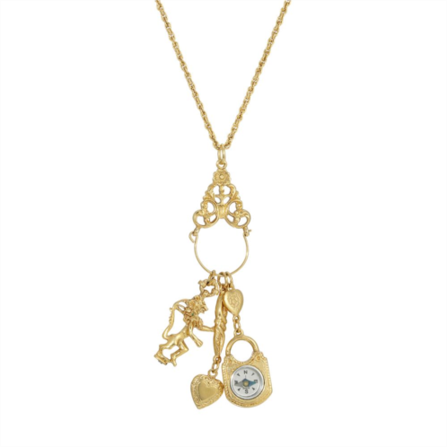 1928 Compass Heart Charm Necklace