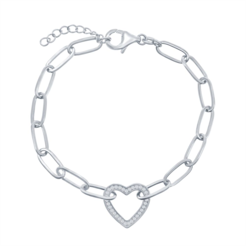 Unbranded Cubic Zirconia Open Heart Paper Clip Bracelet