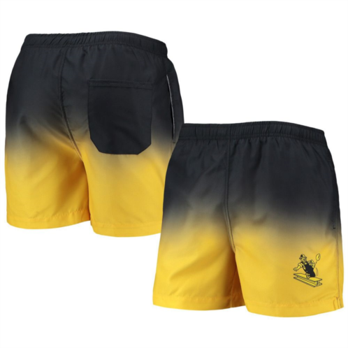 Mens FOCO Black/Gold Pittsburgh Steelers Retro Dip-Dye Swim Shorts