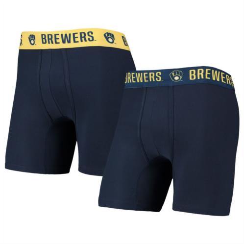 Unbranded Mens Concepts Sport Navy/Gold Milwaukee Brewers Two-Pack Flagship Boxer Briefs Set